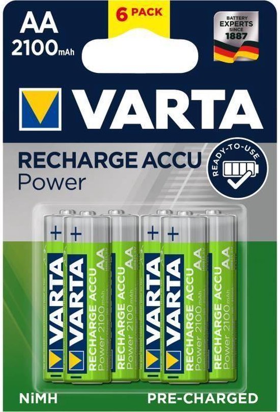VARTA Pack de 6 piles rechargeables Accus AA 2100 mAh 1,2V Ni-Mh