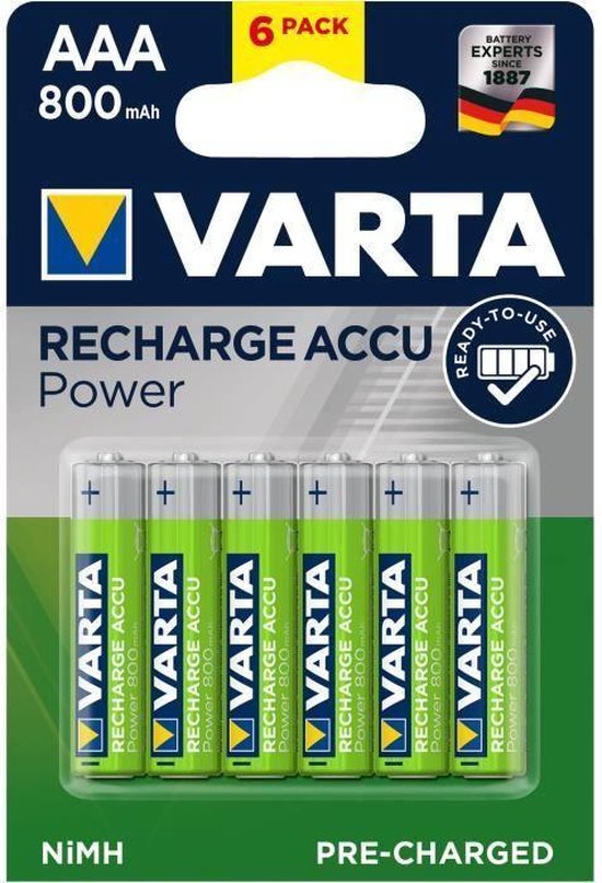 VARTA Pack van 6 oplaadbare batterijen Accus AAA 800 mAh 1,2 V Ni-Mh