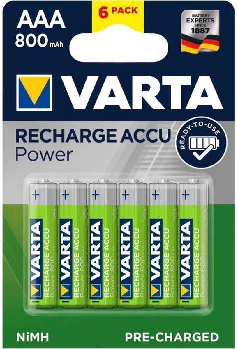 binair temperen moersleutel VARTA Pack van 6 oplaadbare batterijen Accus AAA 800 mAh 1,2 V Ni-Mh |  bol.com