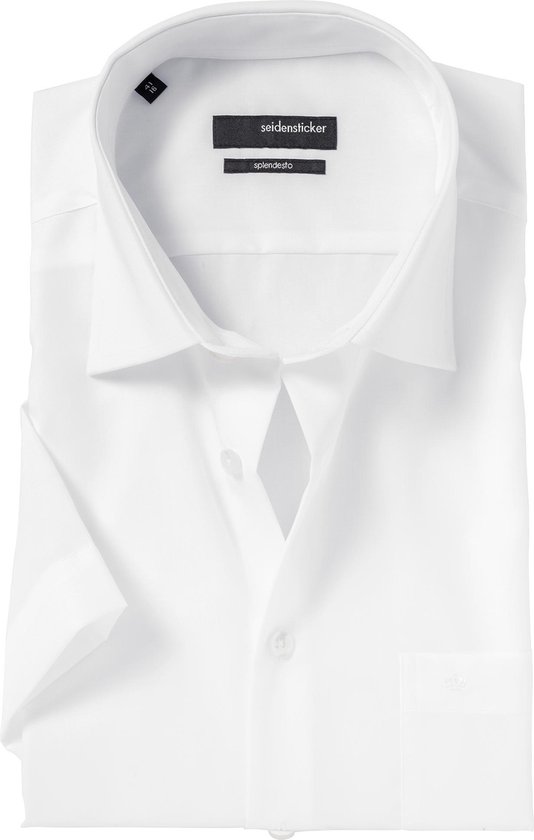 Seidensticker regular fit overhemd - korte mouw - wit - Strijkvrij - Boordmaat: