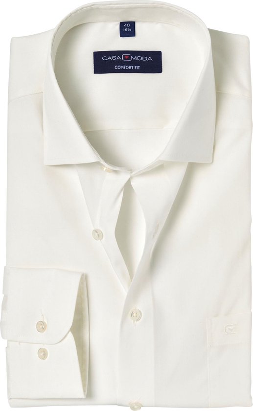 CASA MODA comfort fit overhemd - mouwlengte 7 - beige - Strijkvrij - Boordmaat: 50