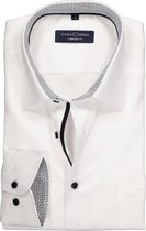 CASA MODA comfort fit overhemd - wit (zwart contrast) - Strijkvrij - Boordmaat: 54