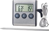 Digitale Kern Thermometer - Vleesthermometer - Vleestemperatuurmeter met meetsonde en kooktimer - Temperatuurmeter - 0-250 Graden Celcius