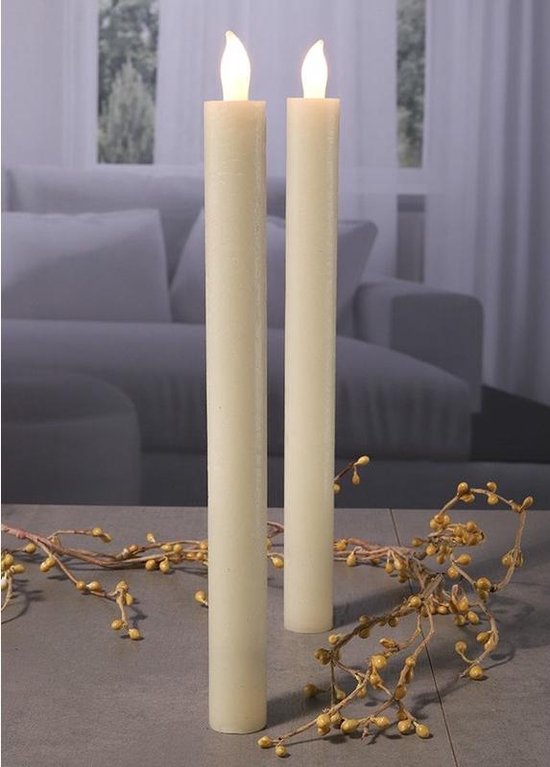 Beenmerg Herkenning Mus 2x Sets van 2x ivoor/creme witte LED kaarsen/dinerkaarsen 24 cm - LED  kaarsen op... | bol.com