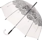 Smati Paisley  Stormparaplu - Transparent - Auto Open - ø 85 cm - Paisley   Zwart