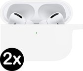 Hoes geschikt voor Apple AirPods Pro Hoesje Siliconen Case - Wit - 2 PACK