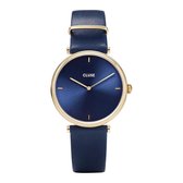 CLUSE Triomphe Goudkleurig/Blauw horloge  - Blauw