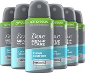 Dove Men+Care Dove Men+Care Clean Comfort Compressed Anti-Transpirant Deodorant Spray - 6 x 75 ml - Voordeelverpakking