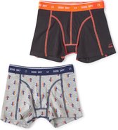 Little Label - jongens - onderbroek (2 stuks) - grijs, blauw, oranje - maat 158/164 - bio-katoen