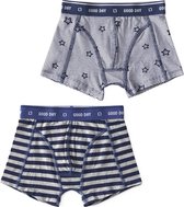 Little Label - boxershorts 2-pack - big blue stripe & stars stripe blue - maat: 98/104 - bio-katoen