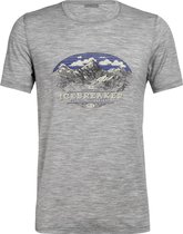 Icebreaker Tech Lite SS Crewe K2 Crest – Heren – T-shirt – Merinowol – Print - Grijs