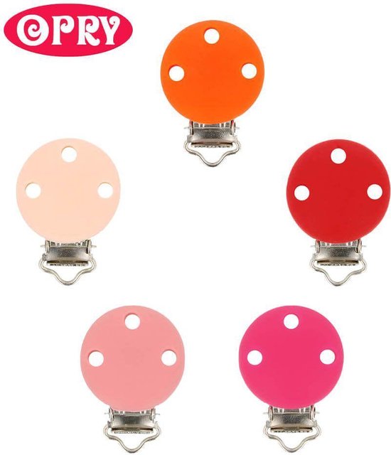 Foto: Opry siliconen speenklemmen 5 kleuren assortiment 2
