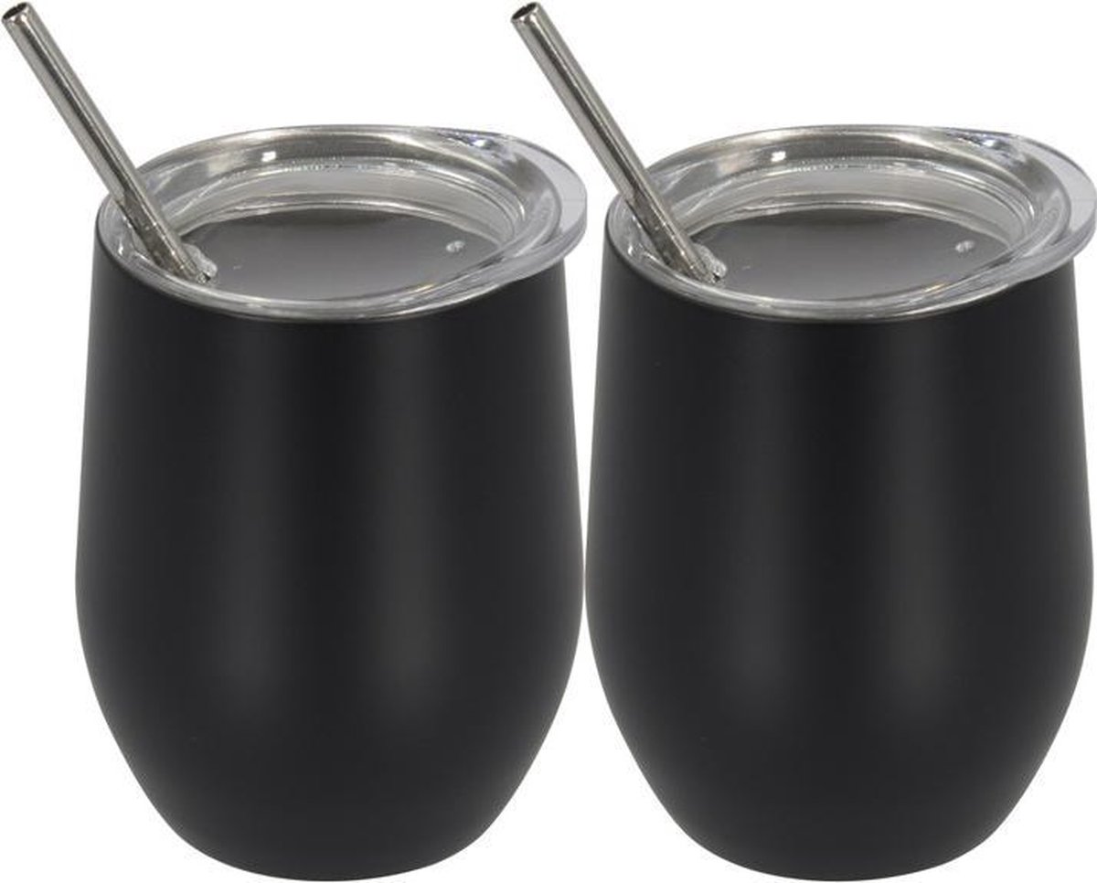 Dijnoo Dubbelwand Beker Zwart Thermosbeker Drinkbeker