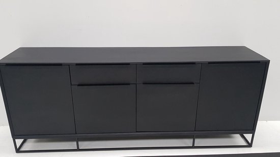 Belfurn - Toulon dressoir 215 cm zwart gelakt mangohout op metalen kader