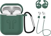 Hoes voor Apple AirPods 2 Hoesje Case 3-in-1 Siliconen Cover - Midnight Green