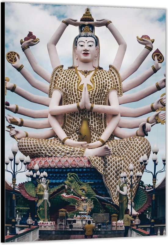Dibond –Wat Plai Laem - Thailand– 60x90cm Foto op Aluminium (Wanddecoratie van metaal)