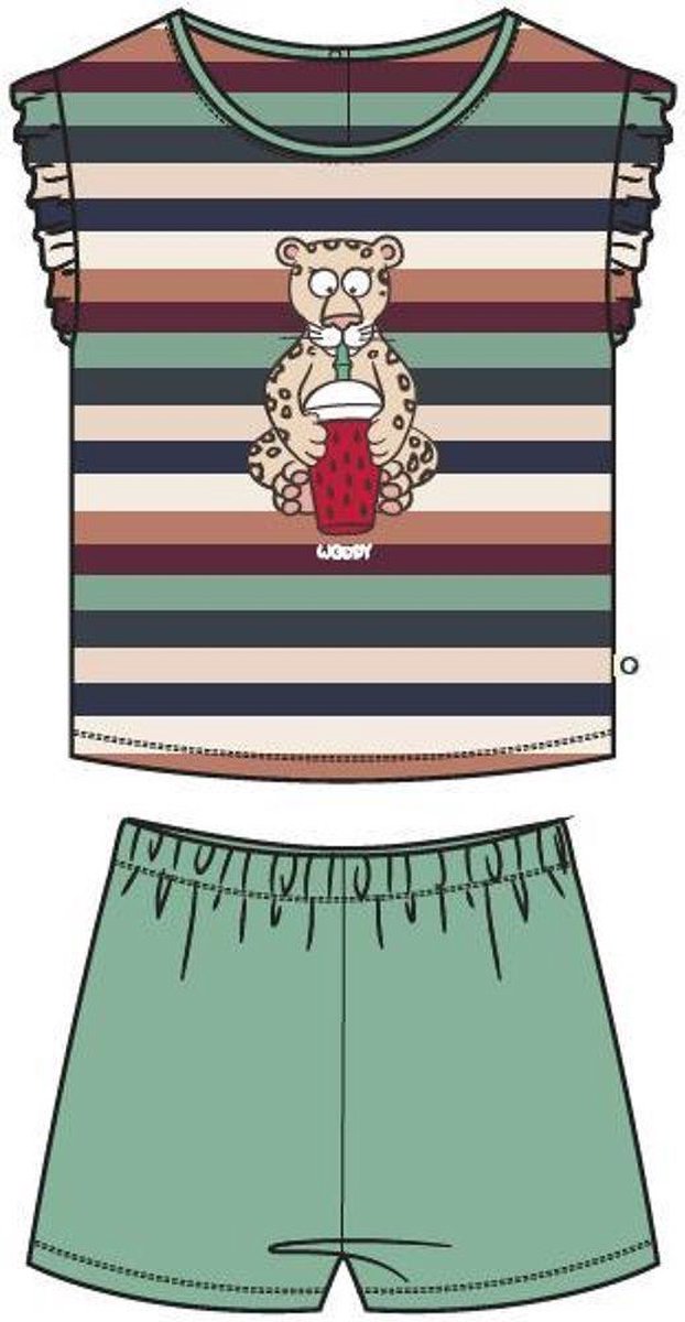 Woody – Pyjama meisjes – jungle gestreept - panter - 201-3-PSG-S/977 - maat 62