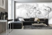 Grey Silver White Abstract Modern Photo Wallcovering
