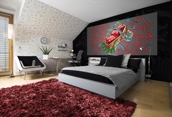 gris | Photomural rouge, revêtement mural