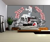 gris | Photomural rouge, revêtement mural