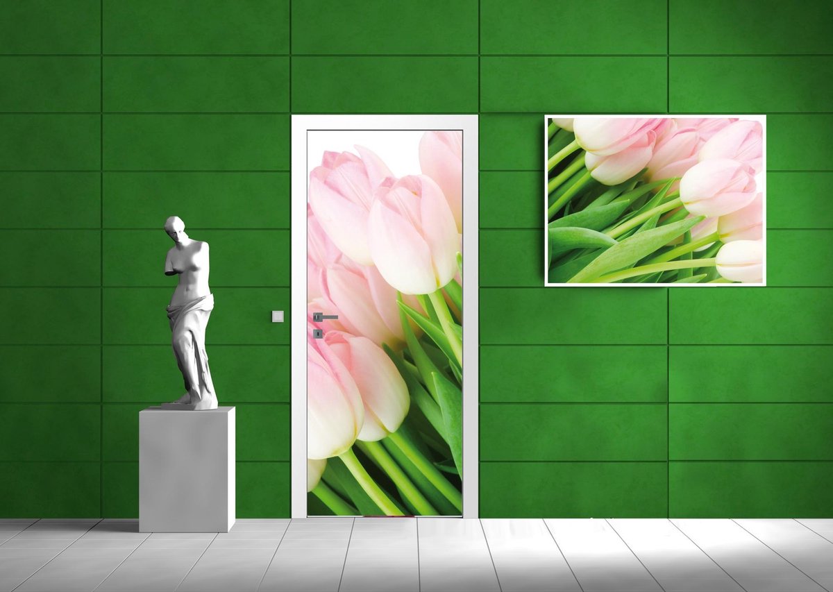 Deursticker Muursticker Bloemen | Groen | 91x211cm