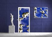 Deursticker Muursticker Voetbal | Blauw | 91x211cm