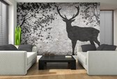 Deer Tree Leaves Wall Photo Wallcovering