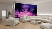 Beach Tropical Sunset Palms Photo Wallcovering