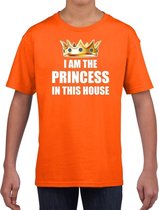 Koningsdag t-shirt Im the princess in this house oranje voor mei M (116-134)