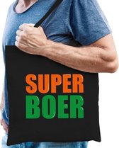 Super boer cadeau tas zwart voor heren cadeau katoenen tas zwart voor heren - kado tas / tasje / shopper