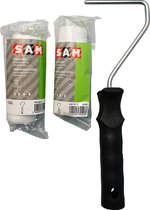 SAM Set voor lak- en verniswerk | Verfbeugel + 2 vernisrollers 12 cm | voor gladde en matig ruwe ondergrond