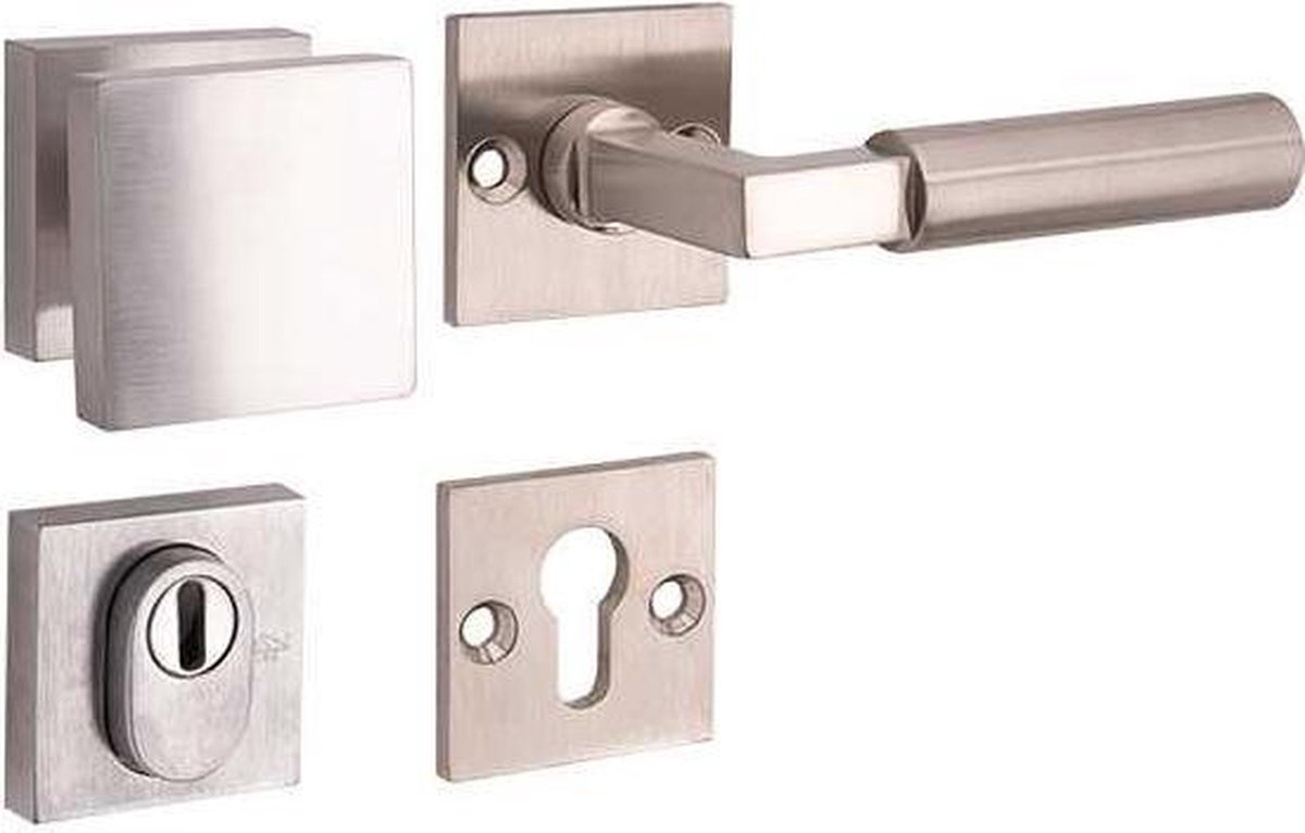 SKG3 knop/kruk op rozet rechts Bauhaus m/ KTB mat nikkel / mat nikkel PVD