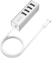 HOCO HB1 USB-C naar 4-Poort USB 2.0 Hub Zilver