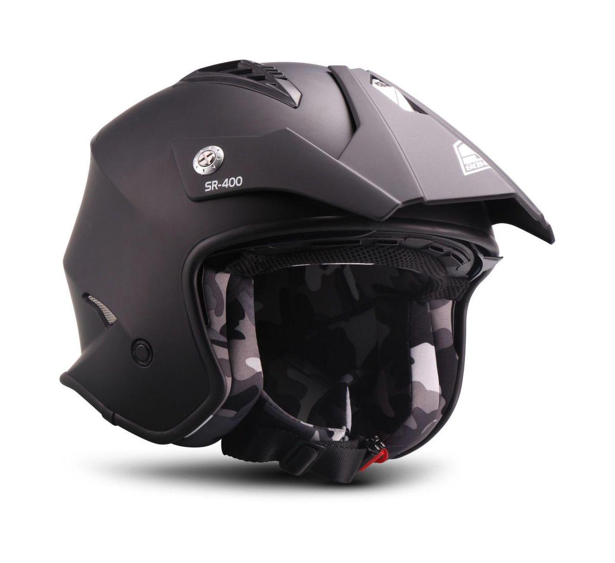 SOXON SR401 Mono BLACK Zwarte jethelm, scooter helm, motorhelm dames