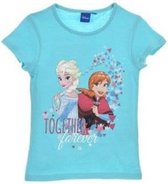 Disney Frozen - Elsa & Anna - T-shirt - Model "Together Forever" - Turquoise - 128 cm - 8 jaar - 100% Katoen