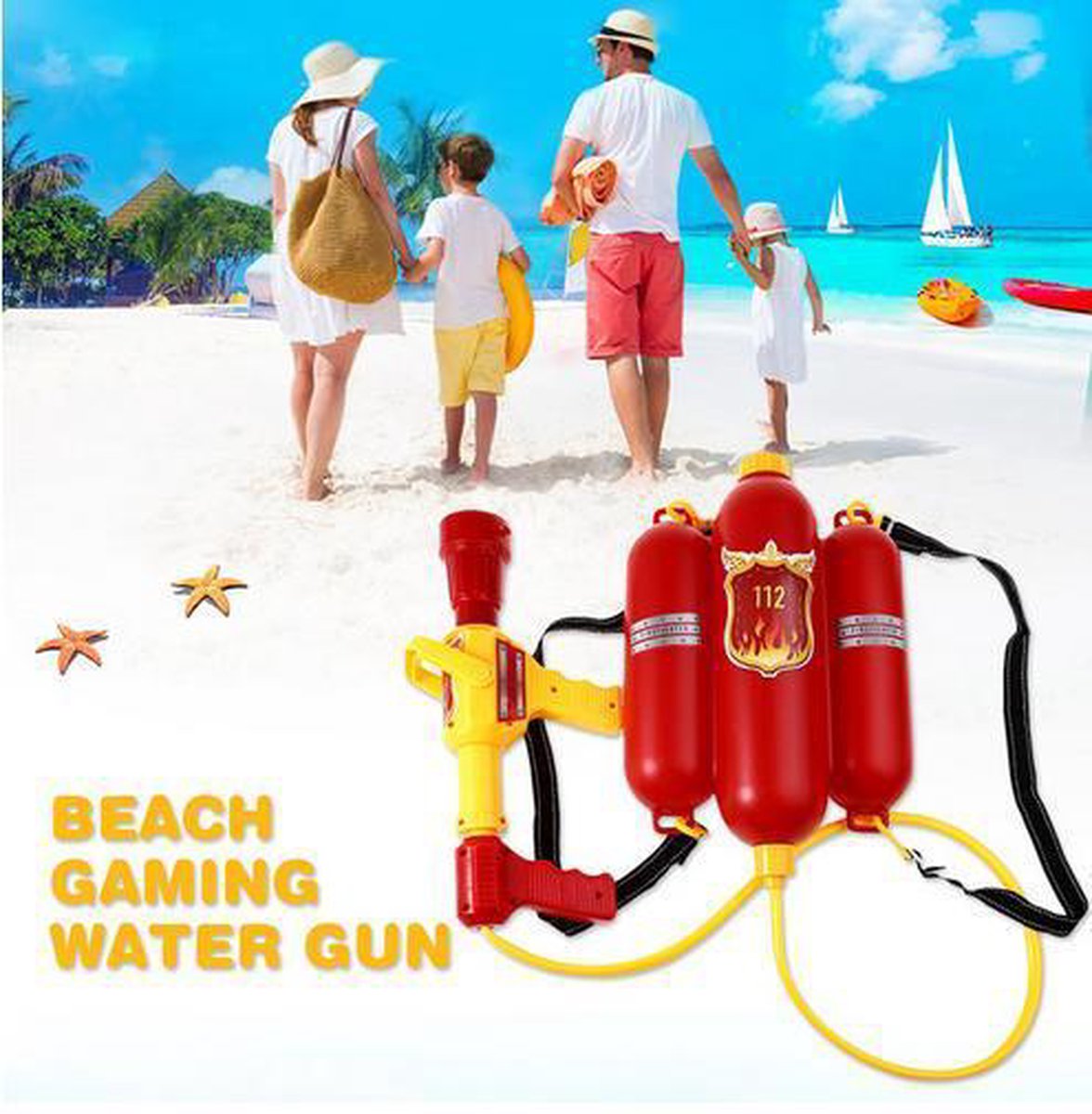Brandweer Super Soaker - Brandblusser - waterpistool - rugzak - reservetank - Rood — afbeelding 4
