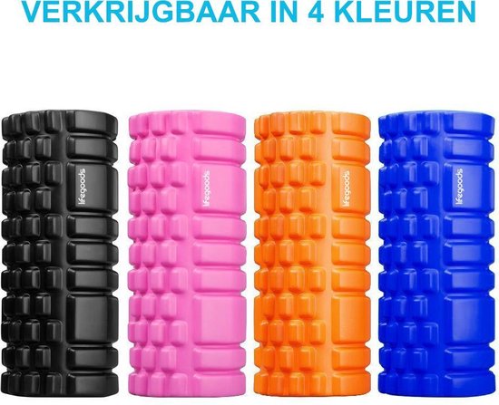 LifeGoods Grid Foam Roller – Trigger Point Massage - Fitness – Yoga – Pilates – Fascia – Bindweefsel - Soft – 33cm - Zwart