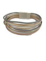 Petra's Sieradenwereld - *Leren armband gekleurde strengen met magneetsluiting (003)