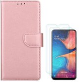 Samsung Galaxy M20 Portemonnee hoesje Rose Goud met 2 stuks Glas Screen protector