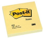 Post-it® memoblok geel - 76 x 76 mm - 100 vellen