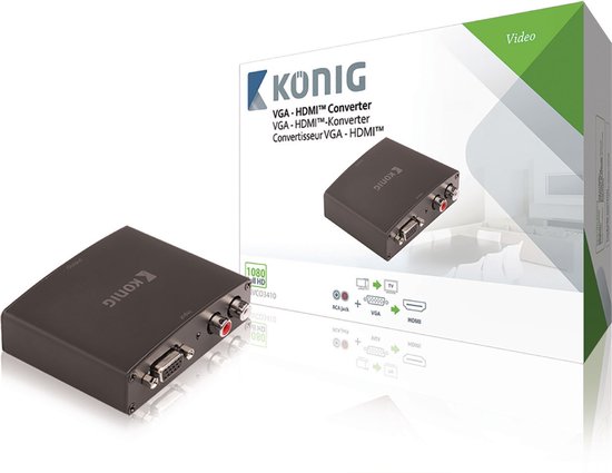 Convertisseur Konig VGA + 2RCA vers HDMI - avec HDCP