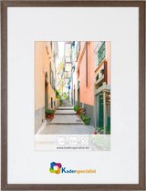 Vlakke Houten Wissellijst - Fotolijst - 40x60 cm - Ontspiegeld Kunstglas - Walnoot - 15 mm
