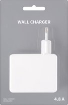 USB charger 4-poorts wit. Met 2 poorten van 4.8A voor snelladen.