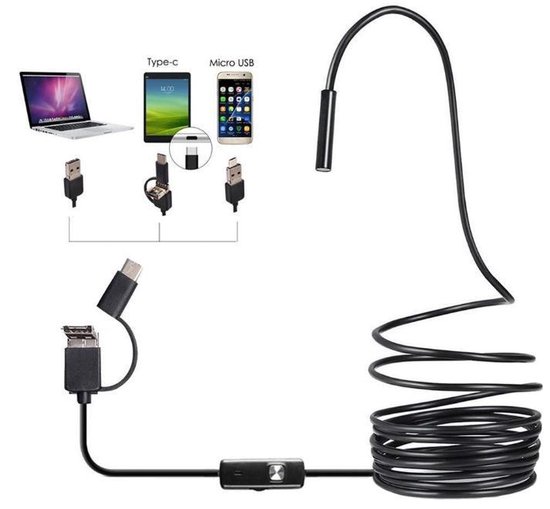 Mini caméra USB Endoscope avec adaptateur USB-C pour les derniers appareils  Android, 2... | bol