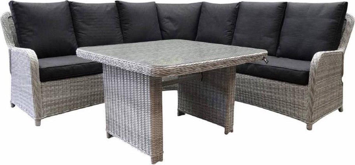 Bilbao XL hoek dining loungeset verstelbaar 4-delig grijs