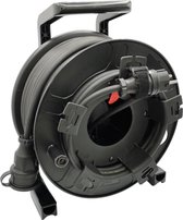 Haspel 310 - 25 meter - 3G1.5 - Neopreen - IP44 - Randaarde - Zwarte polyamide stekkers - Kabelhaspel