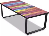 Salontafel met regenboog-print glazen tafelblad (incl. vloerviltjes)