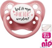 Babygoodies Fopspeen 'Wil jij mijn meter worden?' - Roze