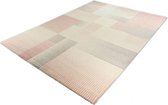 Vloerkleed - Relief - Geblokt - Pastel Grijs-Roze-200 x 290 cm