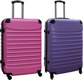 Travelerz kofferset 2 delig ABS groot - met cijferslot - 95 liter - licht roze - lila